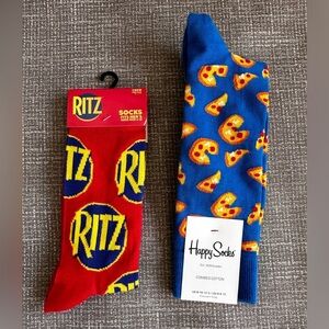 Set of two socks pizza Happy socks and Ritz logo socks
